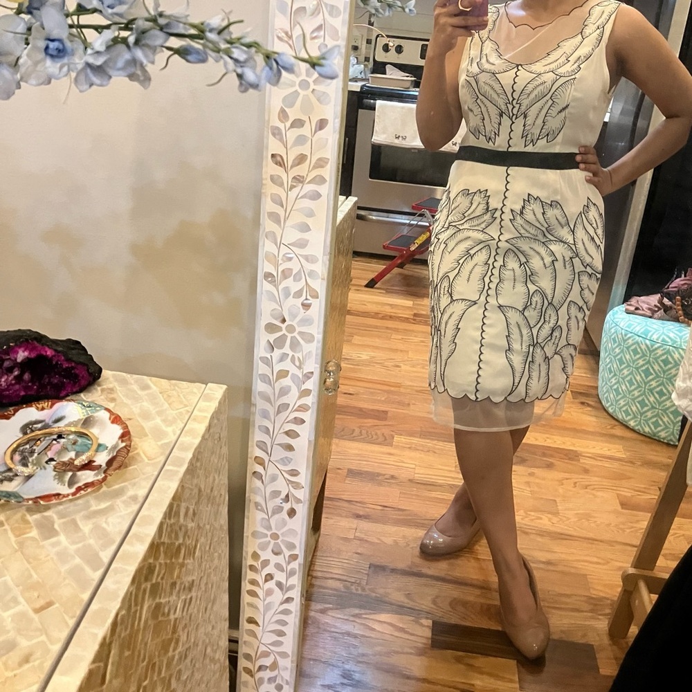 Anthropologie Ryu Ivory Cream Chiffon Dress - M-L